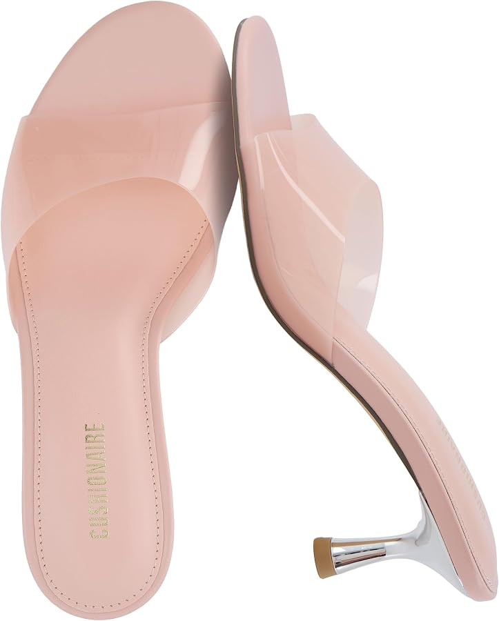 CUSHIONAIRE Giselle Clear Kitten Heels for Women, Comfortable and Stylish Low Heeled Mules Dressy... | Amazon (US)