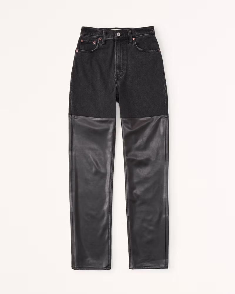 Women's Mixed Fabric Ultra High Rise 90s Straight Jean | Women's Bottoms | Abercrombie.com | Abercrombie & Fitch (US)