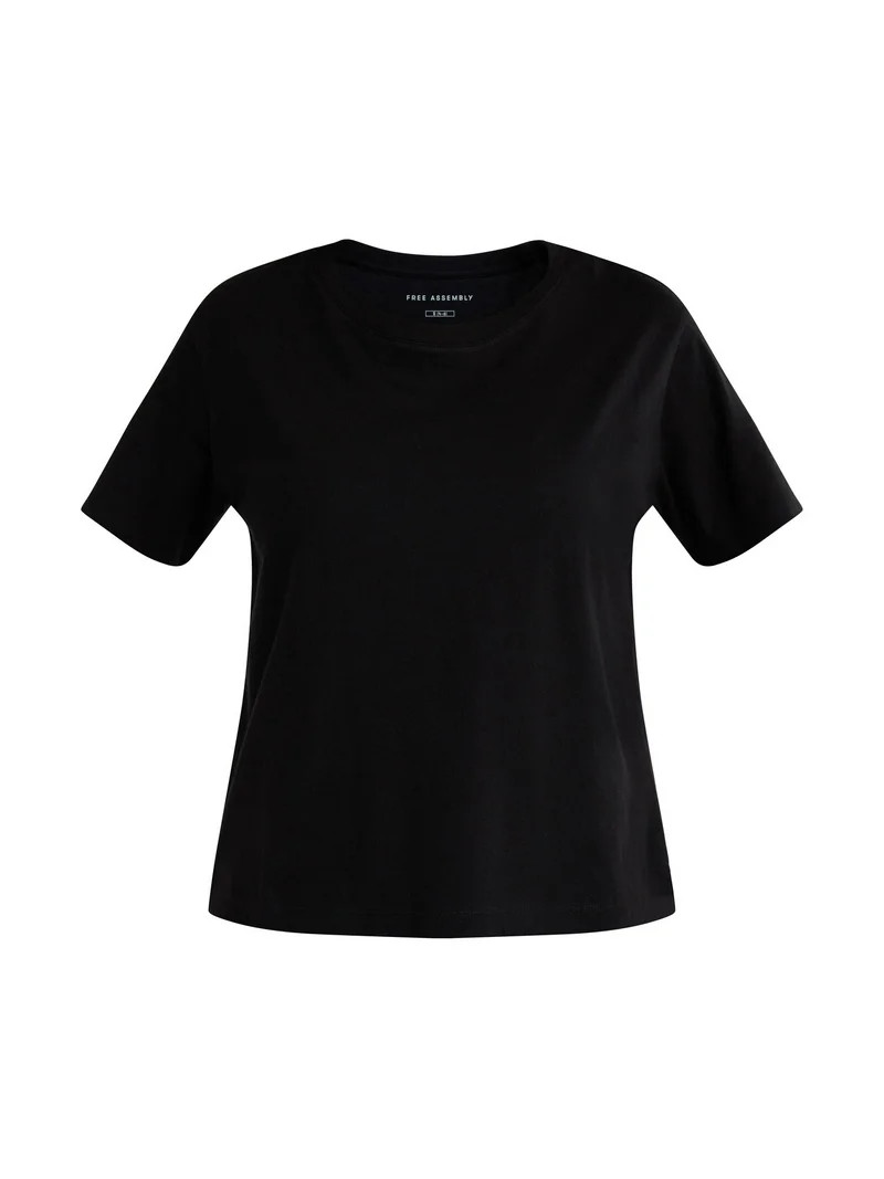 Free Assembly Women's Cotton Cropped Boxy Tee with Short Sleeves, Sizes XS-XXL - Walmart.com | Walmart (US)