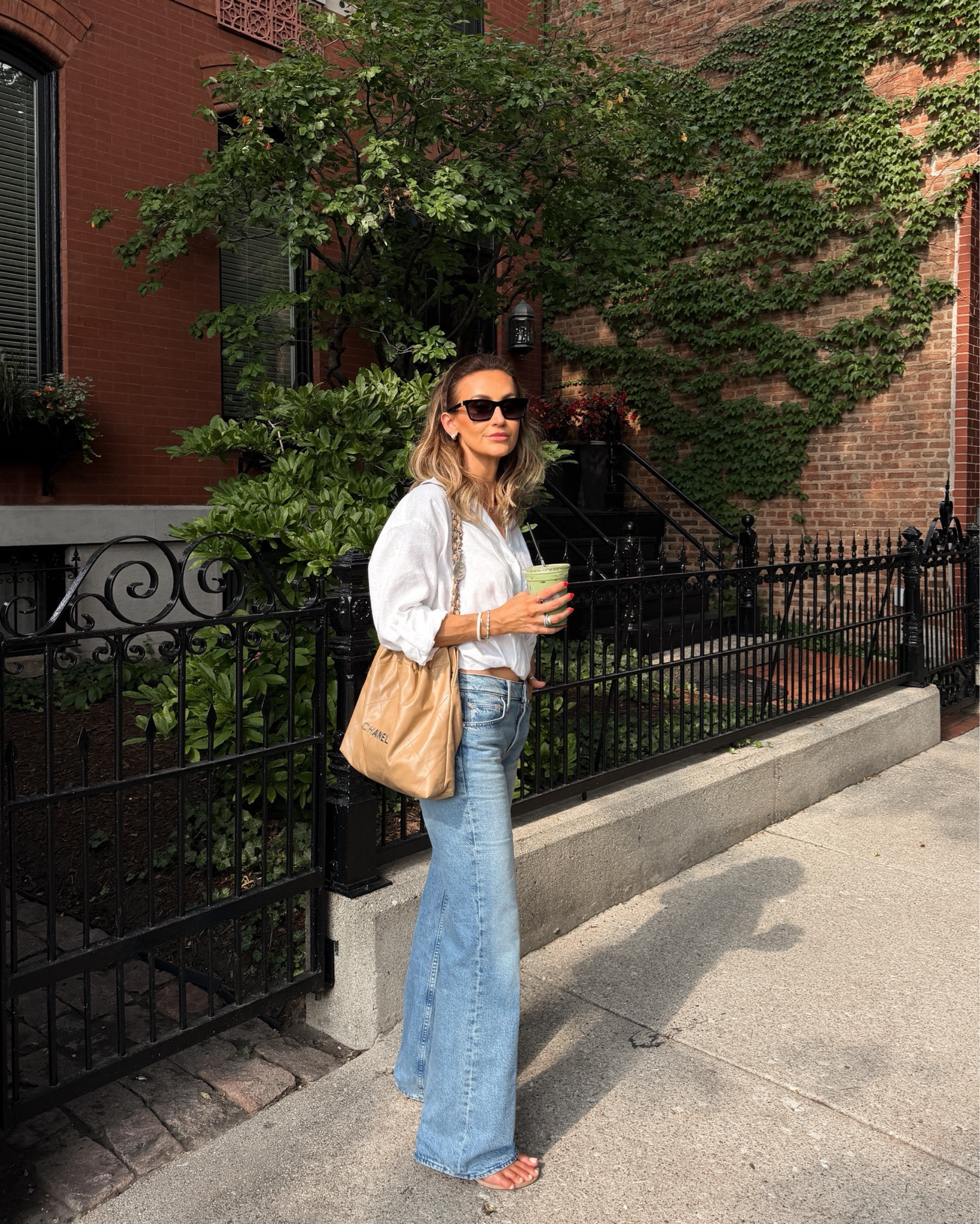 NSale jeans and linen shirt both fit tts and these suede sandals are the comfiest kitten heels I own, been walking on them all day long! Jeans are fully stocked again! Last chance to snag these at the best price

#LTKSaleAlert #LTKgrwm #LTKSeasonal