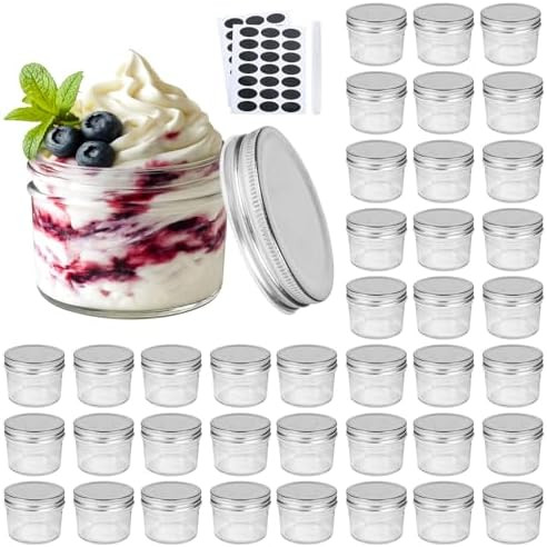 Accguan 4oz Glass Jars With Lids(Silver),Mason Jars,Ideal For Honey,Jam,Wedding Favor,DIY Magneti... | Amazon (US)