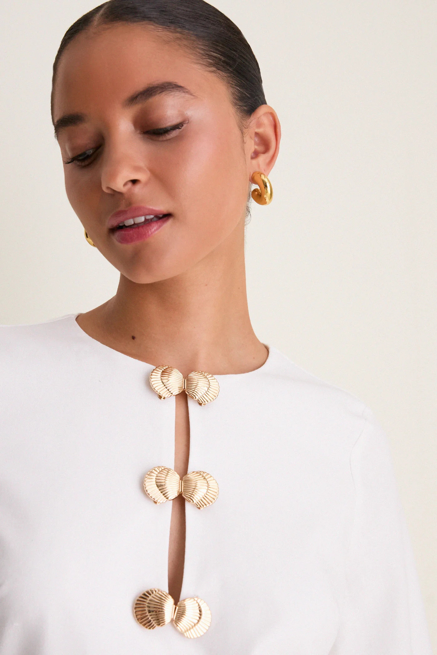 Ivory Linen Shell Hardware Etta Mini Caftan | Tuckernuck (US)