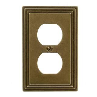 AMERELLE Tiered 1 Gang Duplex Metal Wall Plate - Rustic Brass 84DRB - The Home Depot | The Home Depot
