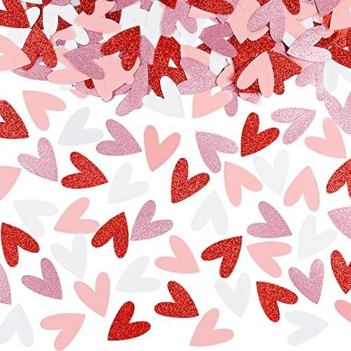 200Pcs Valentines Confetti Hearts, Valentines Table Confetti, Heart Confetti for Tables, Valentin... | Amazon (US)