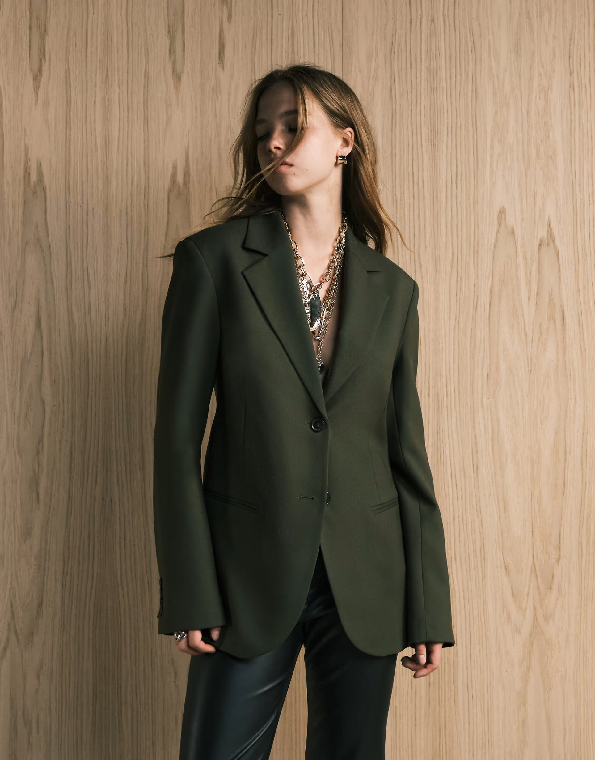 ARKET pure wool blazer in olive green | ASOS | ASOS (Global)