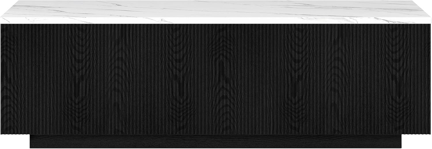 Henn&Hart 48" Wide Rectangular Coffee Table with Faux Marble Top in Black Grain/Faux Marble | Amazon (US)