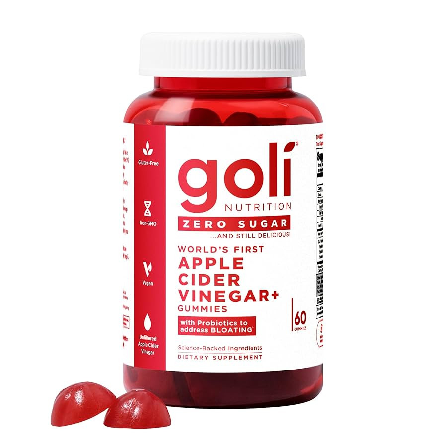 Goli Zero Sugar Apple Cider Vinegar Gummies - Vitamin B12, Probiotics to Address Bloating. No Art... | Amazon (US)