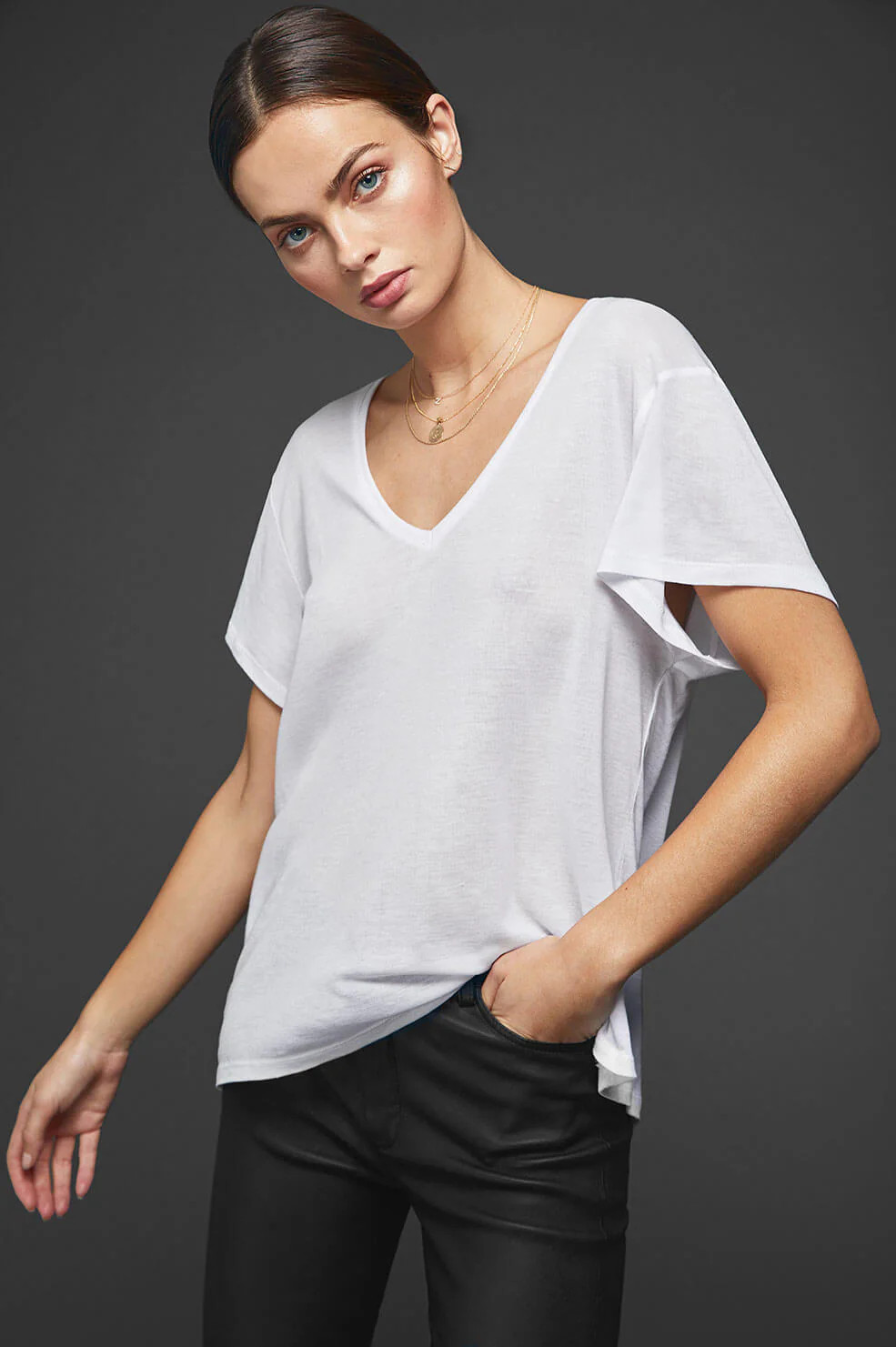 Deep Vneck Tshirt - White | ANINE BING