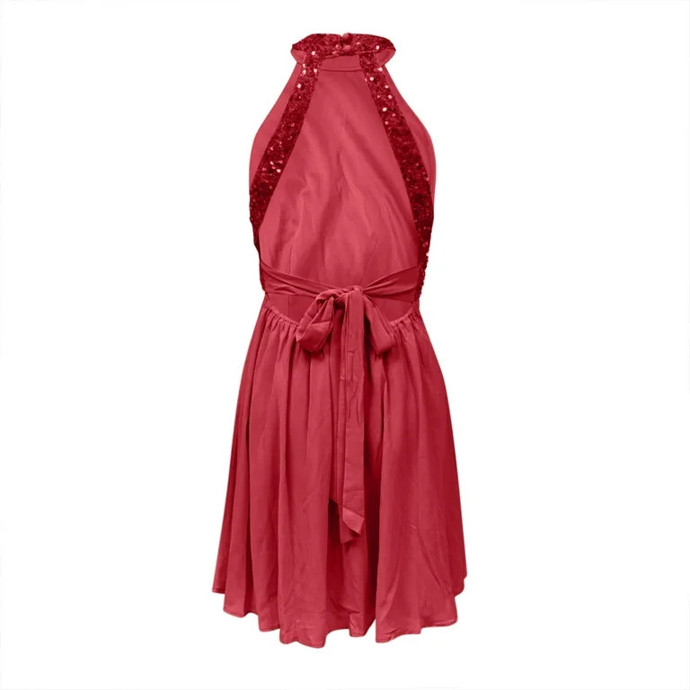 Women Sequin Party Dress Holiday Birthday Dance Formal Halter Cutout Waist Trendy Prom Dresses 20... | Walmart (US)