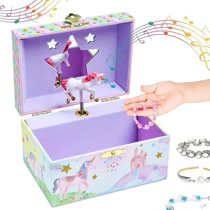 Jewelkeeper Jewelry Box for Girls - Girls Bedroom Accessories, Unicorn Musical Jewelry Boxes with... | Amazon (US)