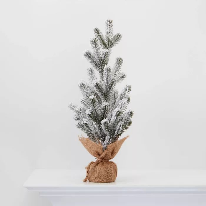 18" Burlap Wrapped Plastic Flocked Tree - Wondershop™ | Target