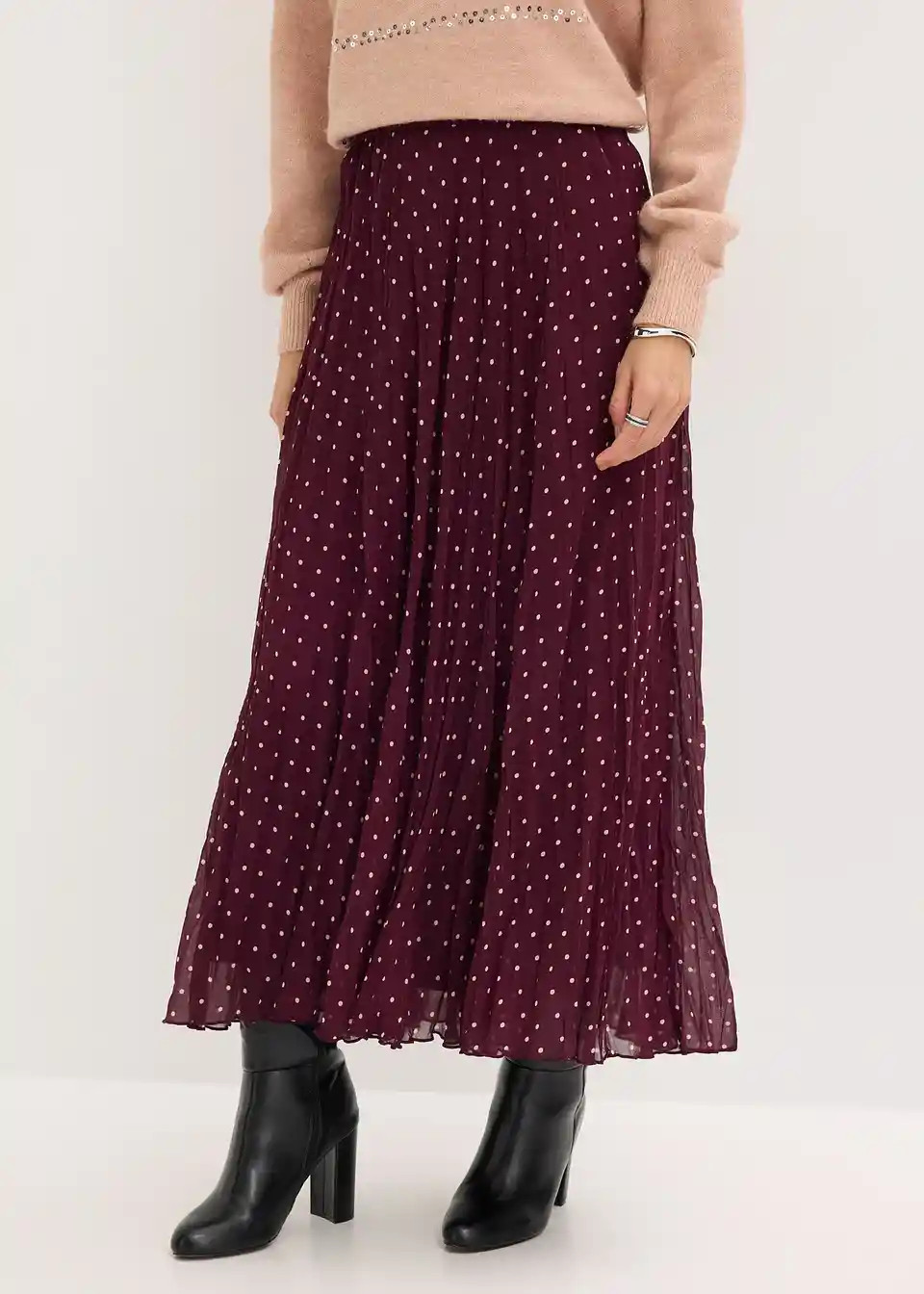 Geschmackvoller Chiffon-Rock in Crash-Optik mit Elastikbund - rot | Bonprix DE