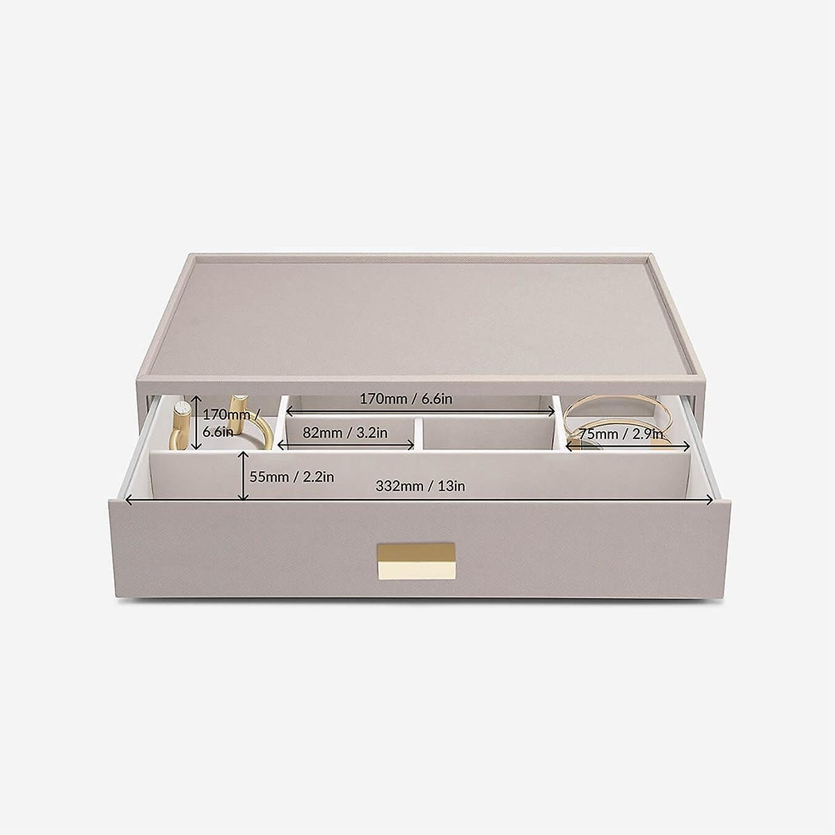 Stackers Supersize Glass Top Drawer Taupe | The Container Store