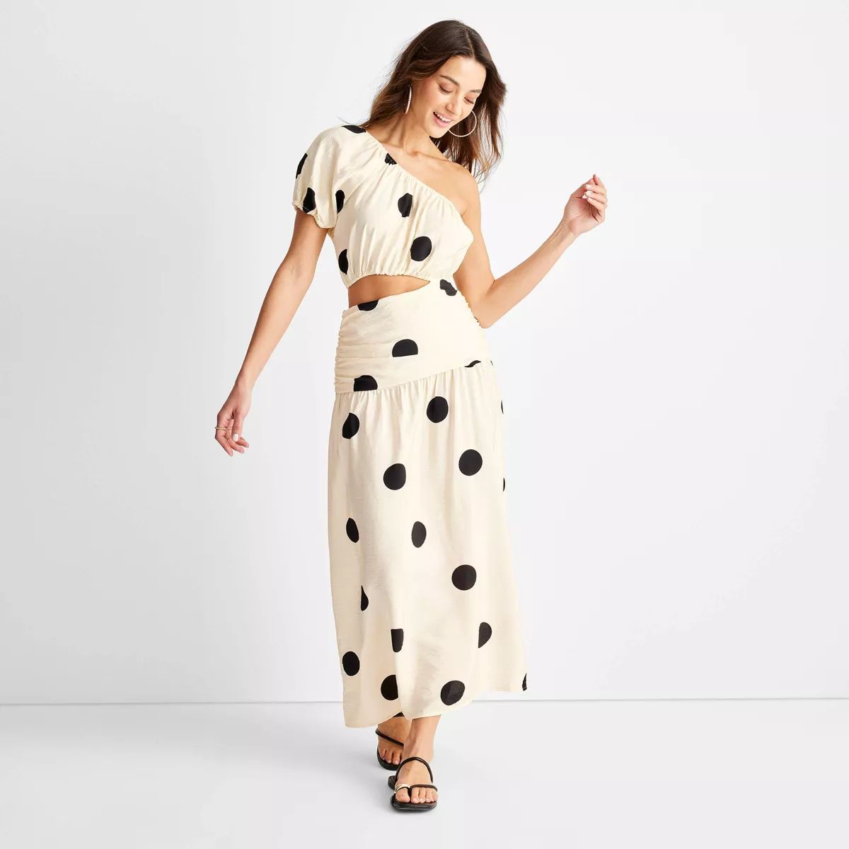 Women's Polka Dot One Shoulder Cut-Out Midi Dress - Future Collective™ with Jenny K. Lopez Crea... | Target