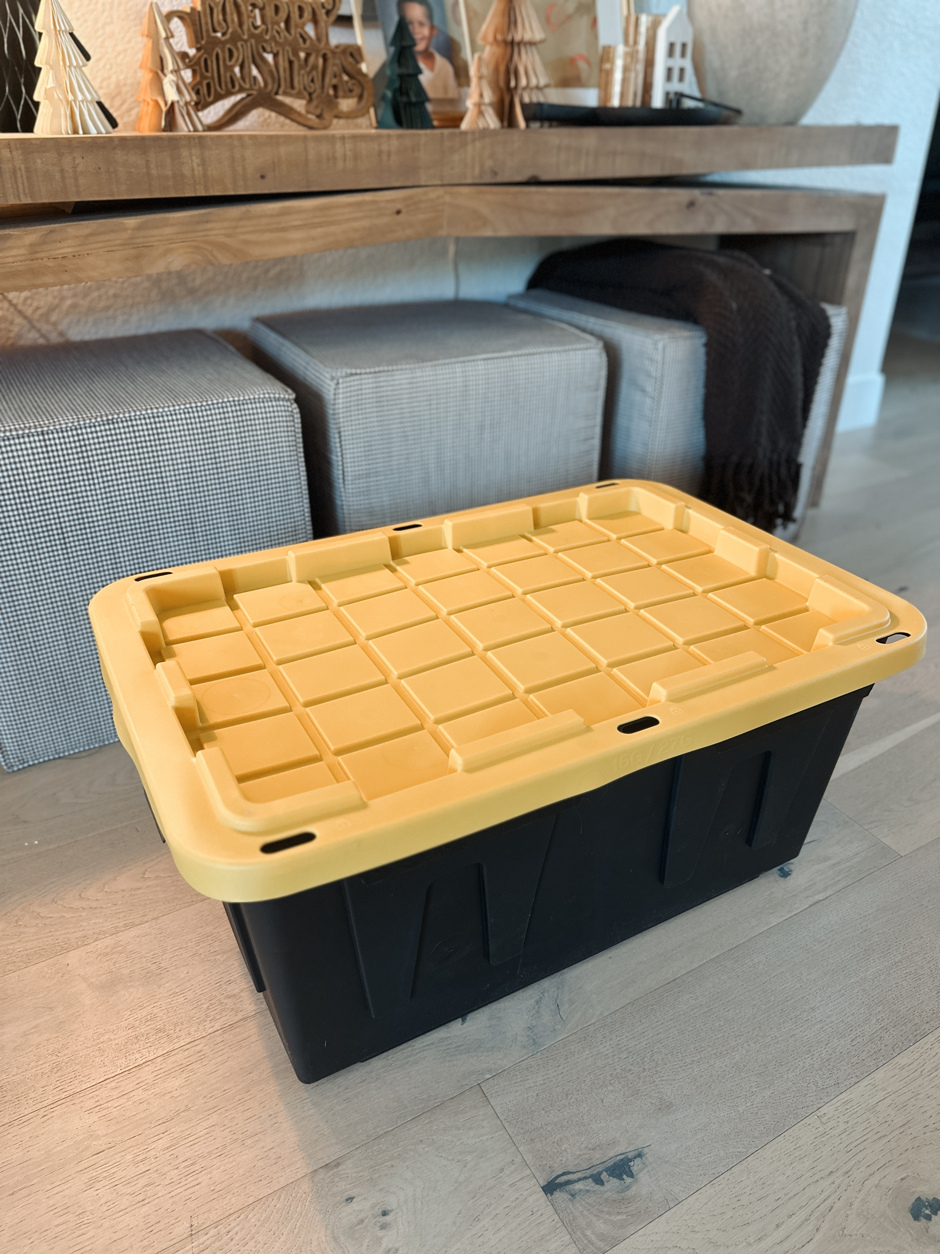 My go-to affordable @loweshomeimprovement storage totes! Will be using these to store all of our holiday decor this season 🙌 Also linking the cutest mini version that would make for the perfect stocking stuffer!   #ad #lowespartner 

 #LTKGiftGuide #LTKHome #LTKFindsUnder50