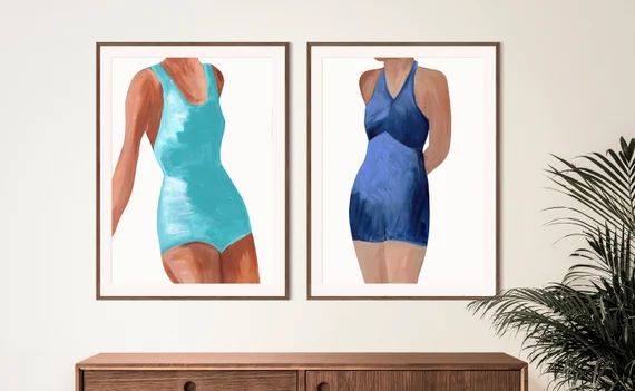 Vintage Swimsuit Art Print  Watercolor Art Print  Home Decor | Etsy | Etsy (US)