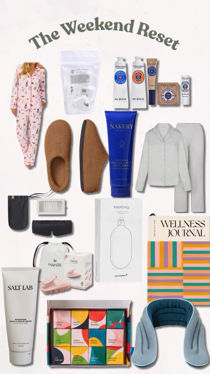 Weekend Reset! 
Treat yourself to relaxation with comfy pjs, slippers, and some of my favorite products 🫧 🧖‍♀️

#LTKBeauty #LTKOver40 #LTKgrwm