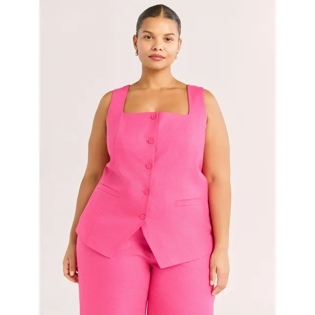 Scoop Women's and Women's Plus Linen Blend Longline Vest, Sizes XS-4X | Walmart (US)