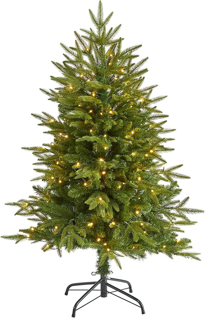 Nearly Natural 4ft. Colorado Mountain Fir Natural Look Artificial Christmas Tree with 150 Clear L... | Amazon (US)