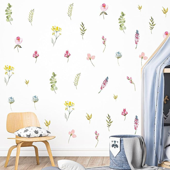 Arawat 6Sheet/72pcs Colorful Flower Wall Decals and Stickers Spring Boho Wall Decor for Bedroom B... | Amazon (US)