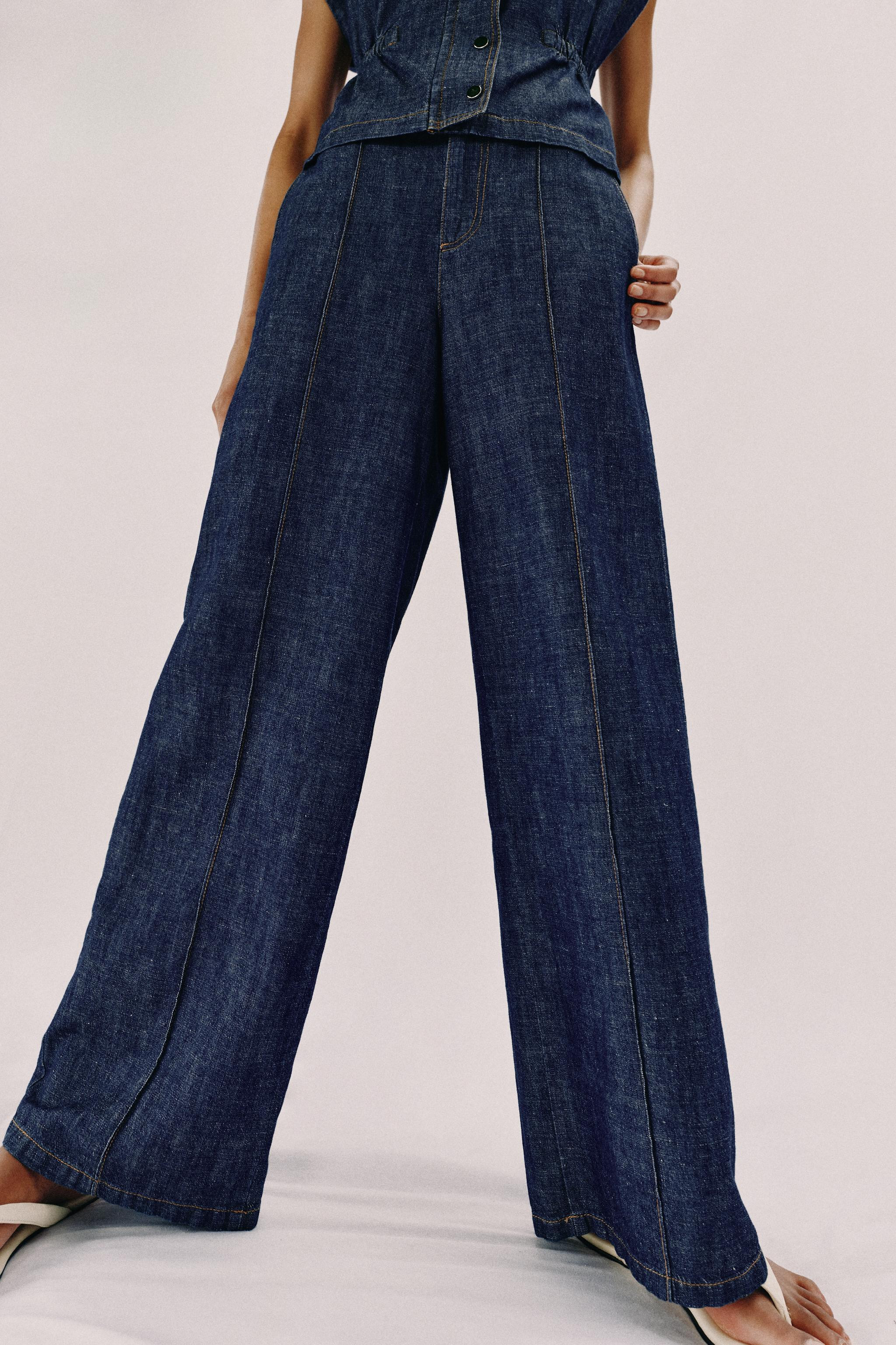 LINEN BLEND STRAIGHT LEG PANTS | Zara US