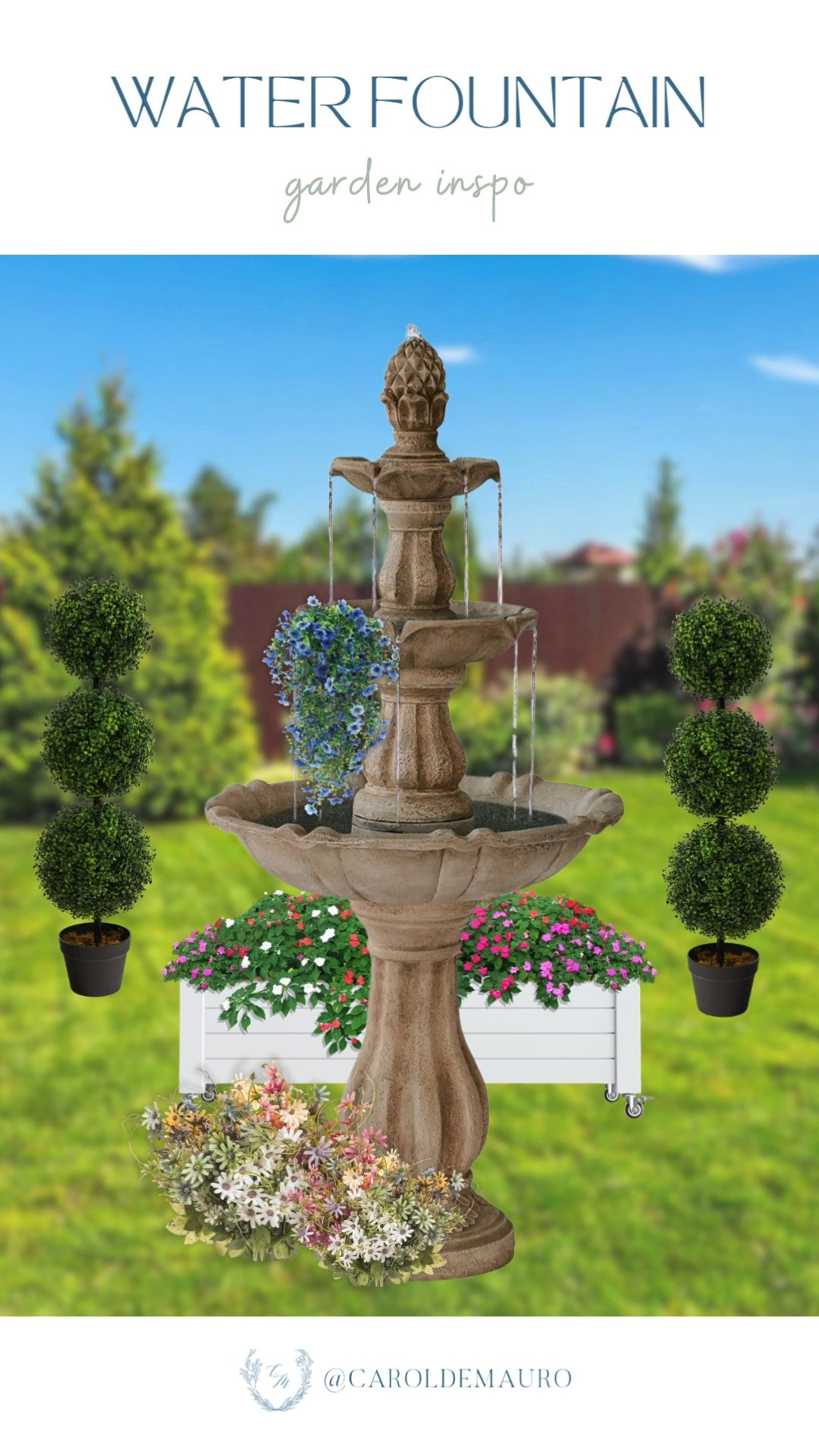 POV: You finally created your new favorite spot to have coffee in the morning. Low-key obsessed with how these pieces came together, especially the mobile planter box for a pop of color! Save this inspo for when you're ready for a lawn makeover. 

garden inspo, backyard transformation, outdoor decor, home makeover, water fountain, patio style, floral decor, landscape design

#LTKSeasonal #LTKU #LTKHome