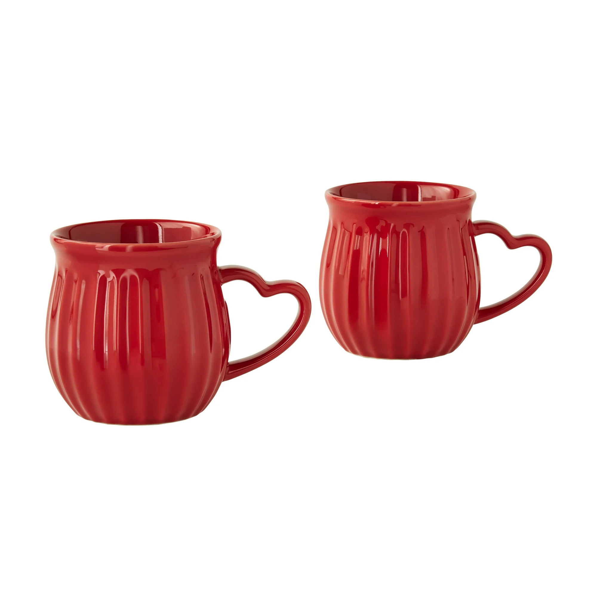 The Pioneer Woman Colette 12-Ounce Stoneware Heart Handle Mugs, Red, Set of 2 | Walmart (US)