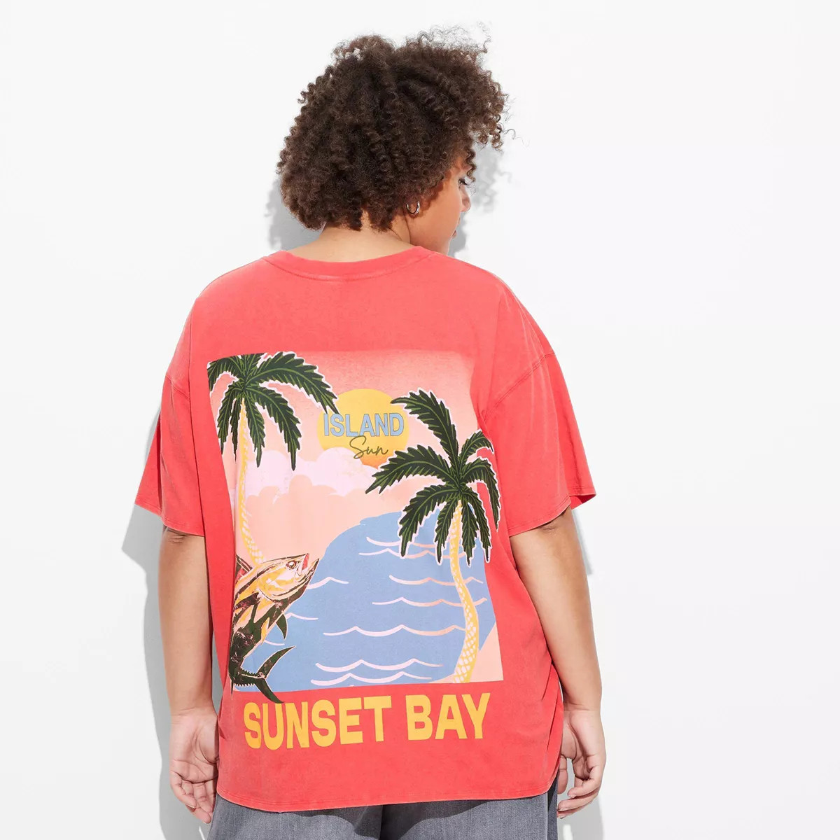 Women's Short Sleeve High Neck Oversized Graphic T-Shirt - Wild Fable™ Cherry Red XXL | Target