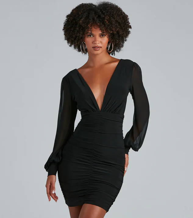 Amaria Formal Ruched Chiffon Mini Dress | Windsor Stores