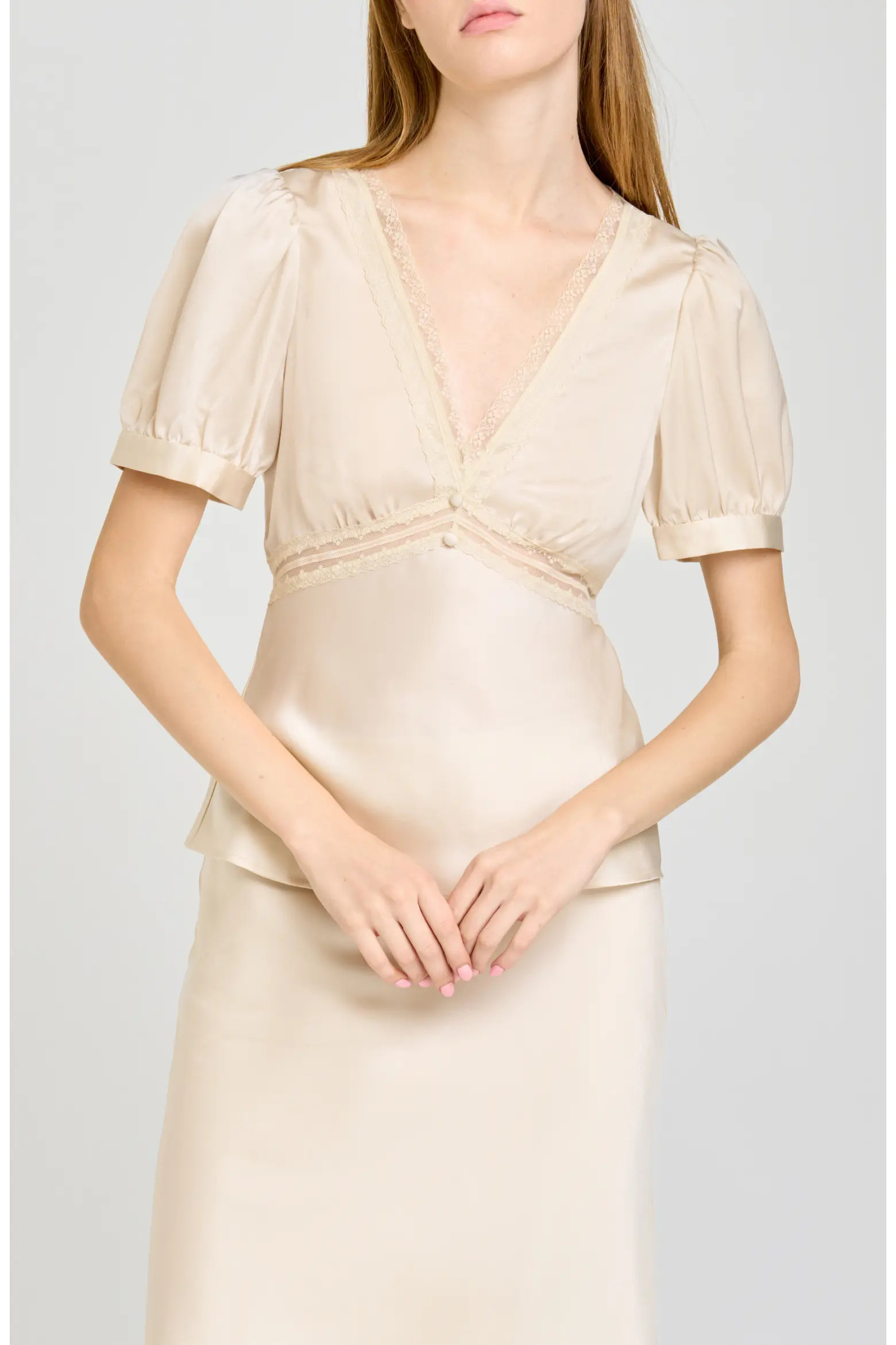 Felicity Lace Trim V-Neck Satin Top (Women) | Nordstrom | Nordstrom