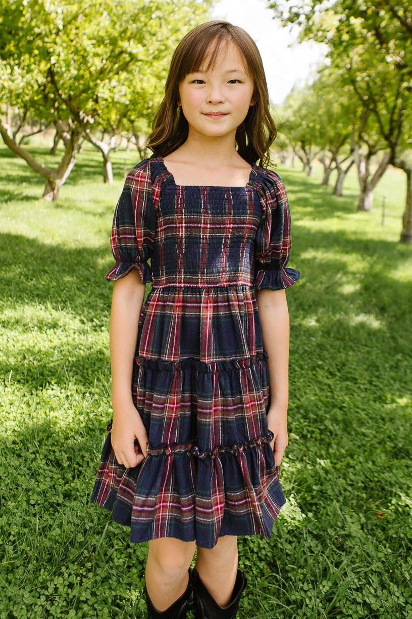 Mini Madeline Dress in Navy Plaid | Ivy City Co