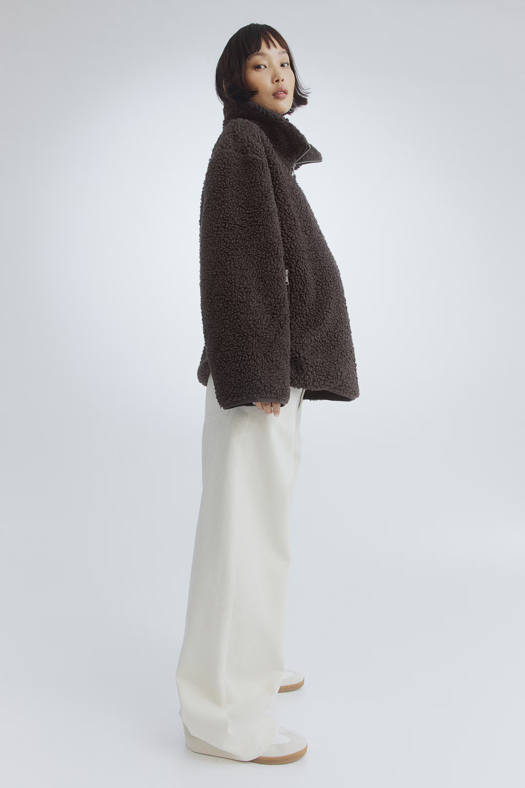 MAMA Before & After Half-Zip Teddy Fleece Jacket - Dark brown - Ladies | H&M US | H&M (US + CA)