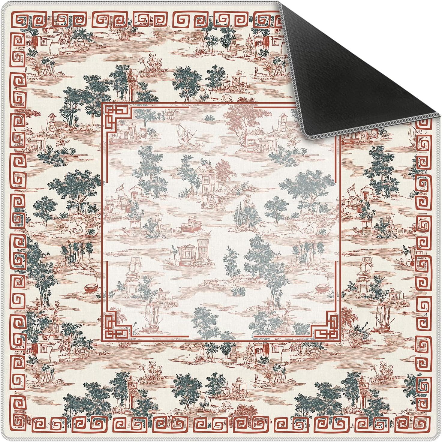 Vintage Chinese Mountain Scenery Mahjong Mat 31.5x31.5 Inch,Red Chinoiserie Non-Slip and Noise Reduction Mah Jong Table Mat Cover Gifts for Mahjong Lovers Poker Board Games Dominoes | Amazon (US)