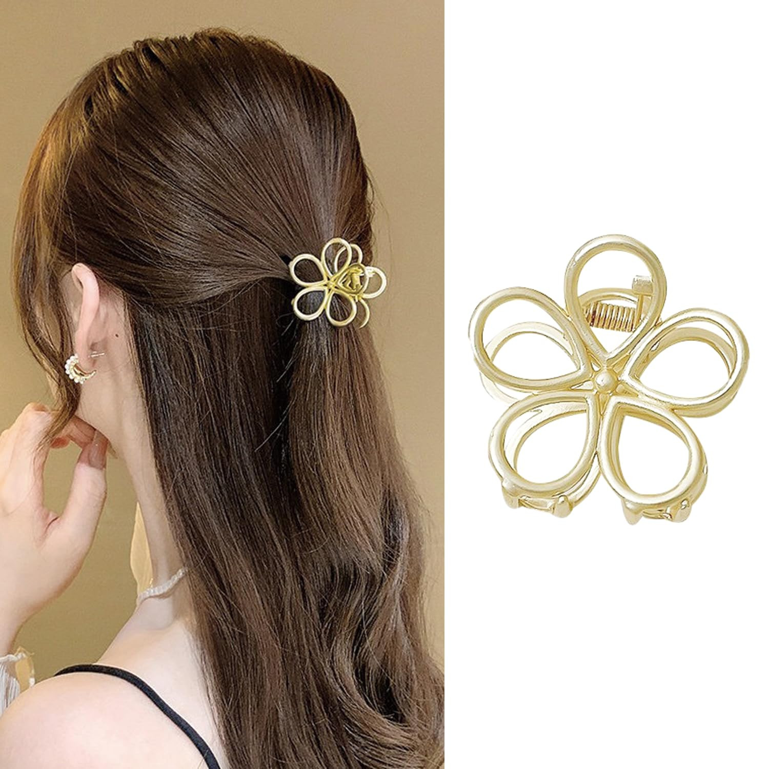 Gold Flower Hair Clip - Small, Cute, Fashion Metal Hair Accessory for Women - 1PCS | Amazon (US)