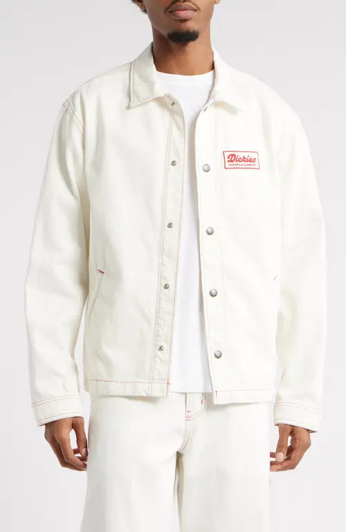Dickies Lewistown Oversize Denim Jacket in Egret at Nordstrom, Size Large | Nordstrom