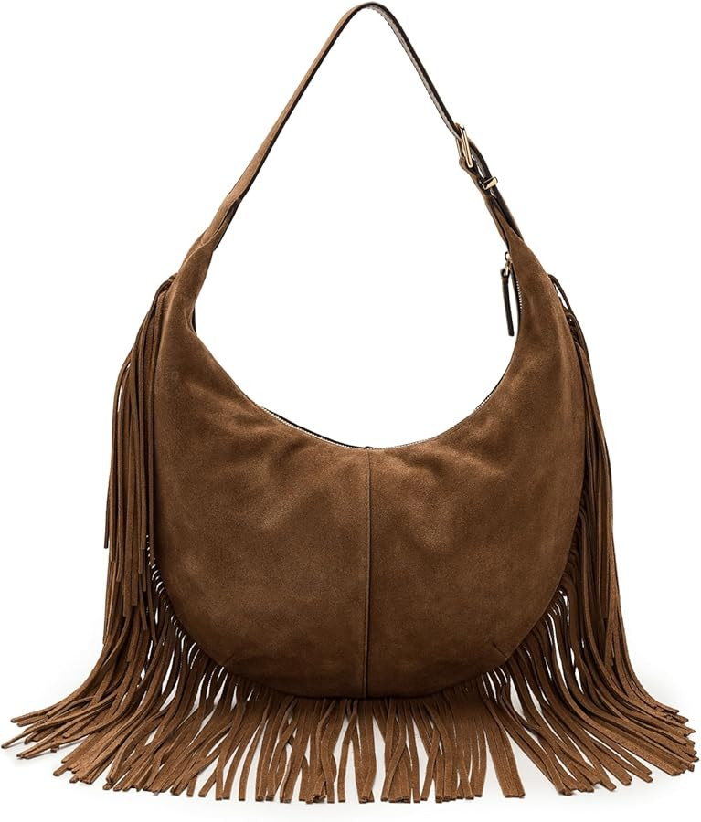 Madewell Suede Essentials Med Curve Shoulder-Fringe, Dried Acorn | Amazon (US)