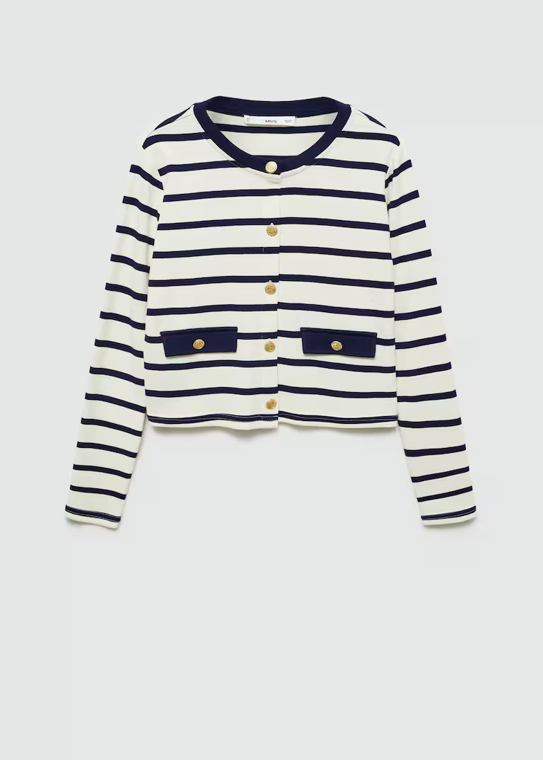 Striped cardigan with buttons - Woman | MANGO United Kingdom | MANGO (UK)