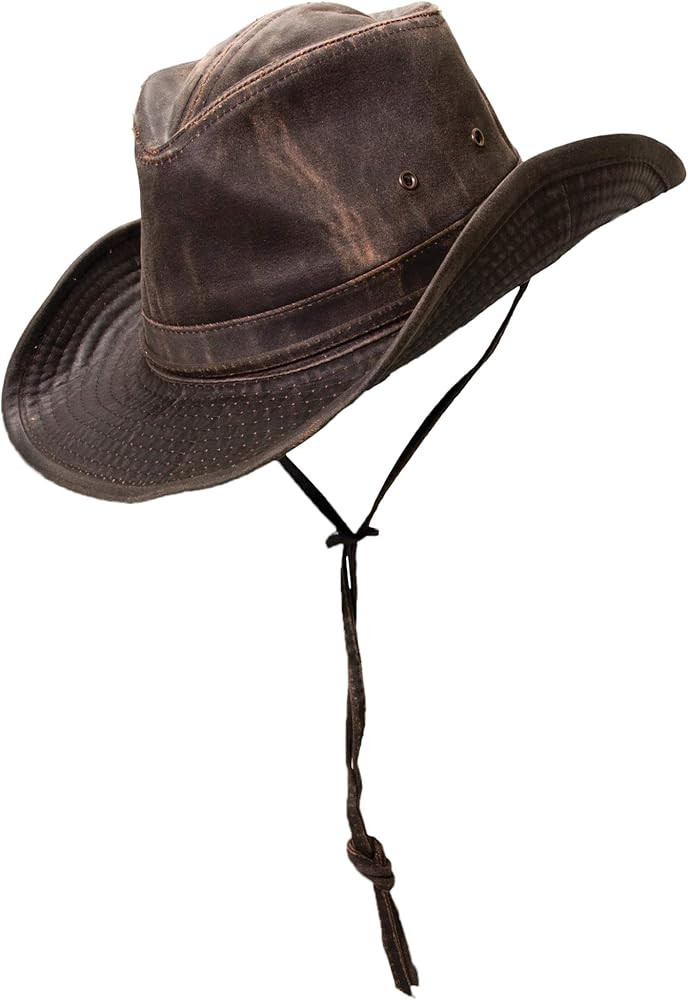 Dorfman Hat Co. Weathered Outback Hat with Chin Cord | Amazon (US)