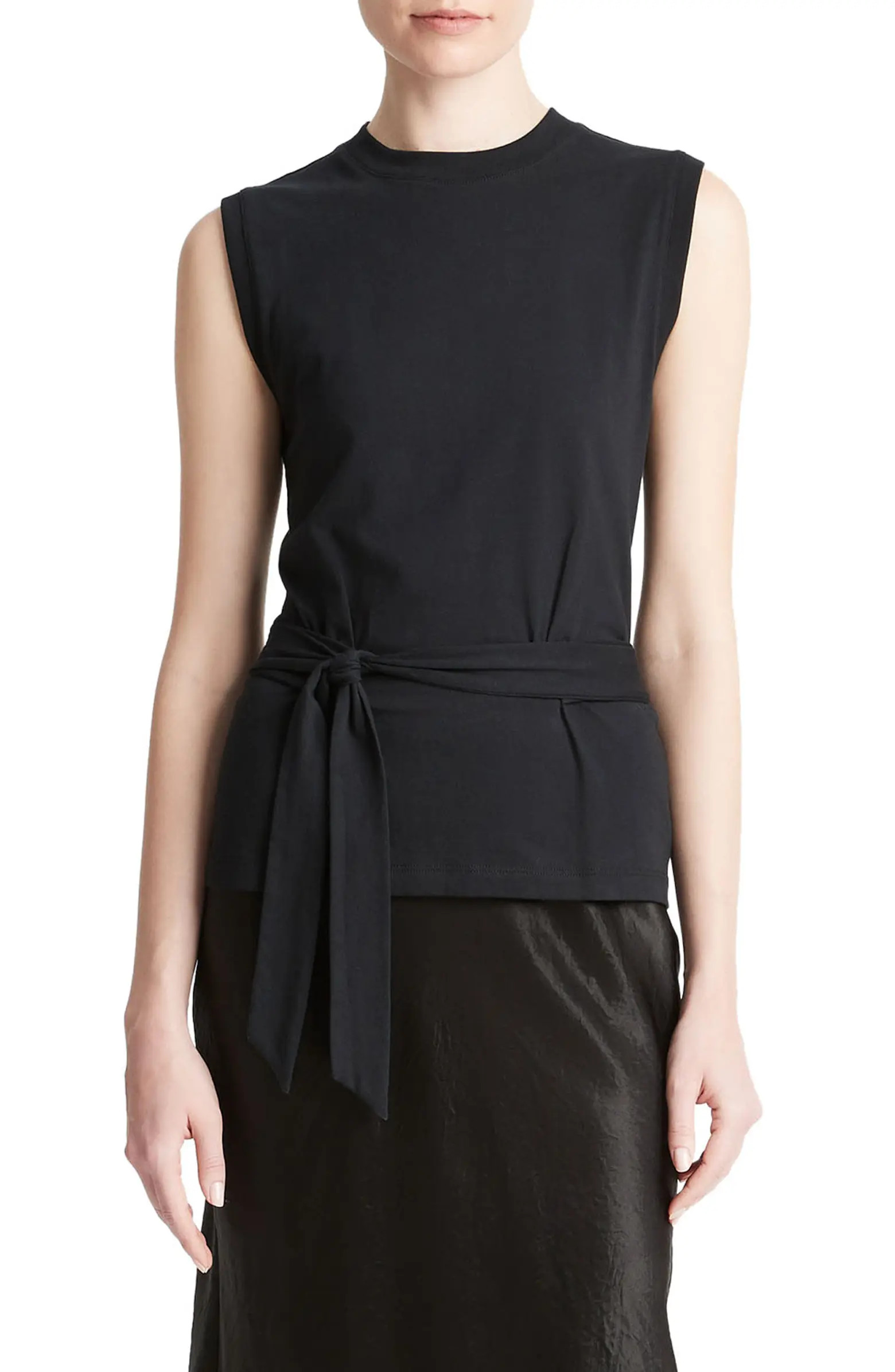 Vince Sleeveless Belted Cotton Top | Nordstrom | Nordstrom
