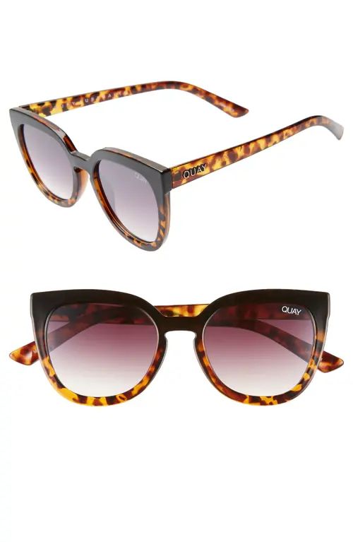 Quay Australia Noosa 55mm Cat Eye Sunglasses in Black To Tort /Brown Fade at Nordstrom | Nordstrom