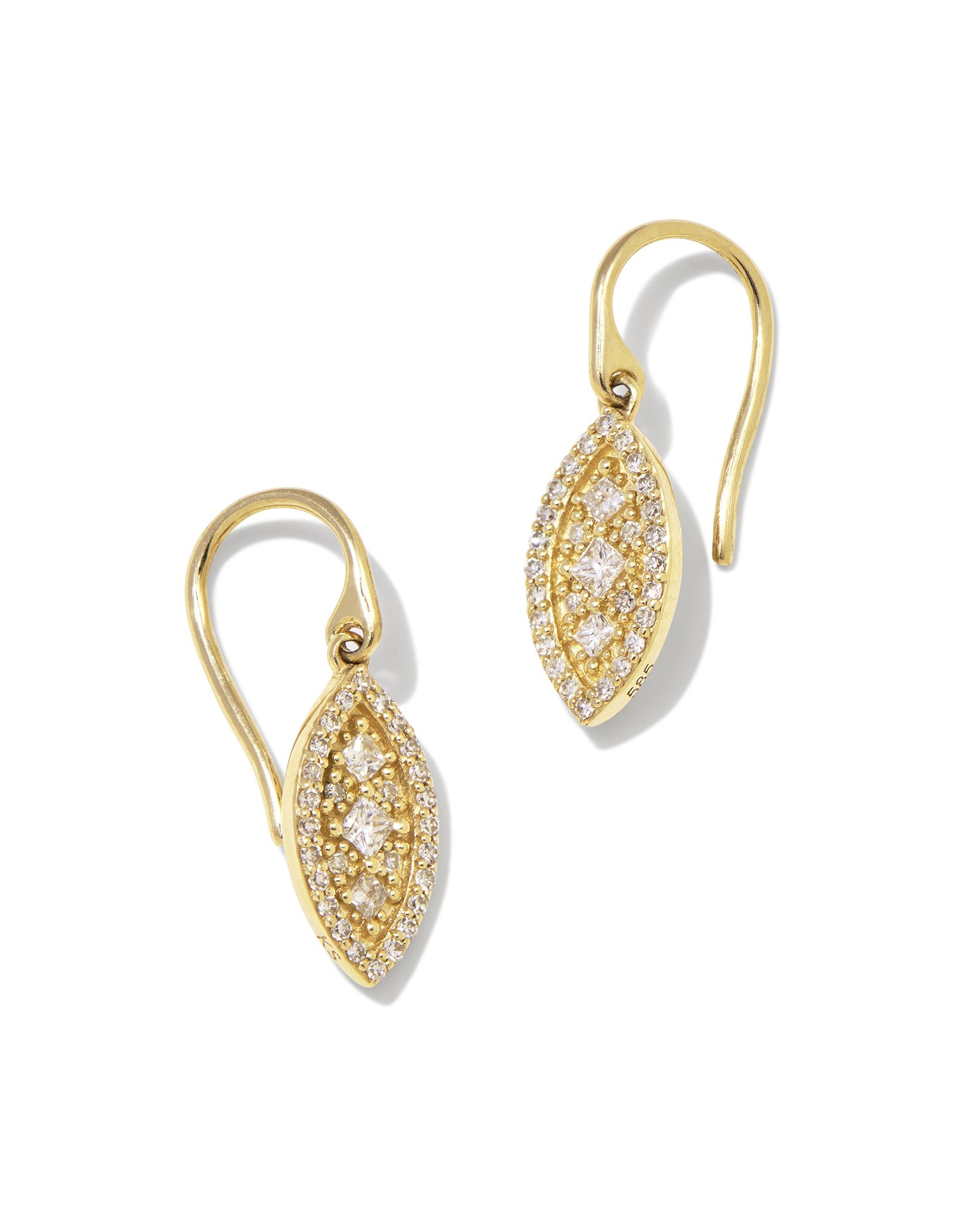 Vivianne 14k Yellow Gold Drop Earrings in White Diamond | Kendra Scott