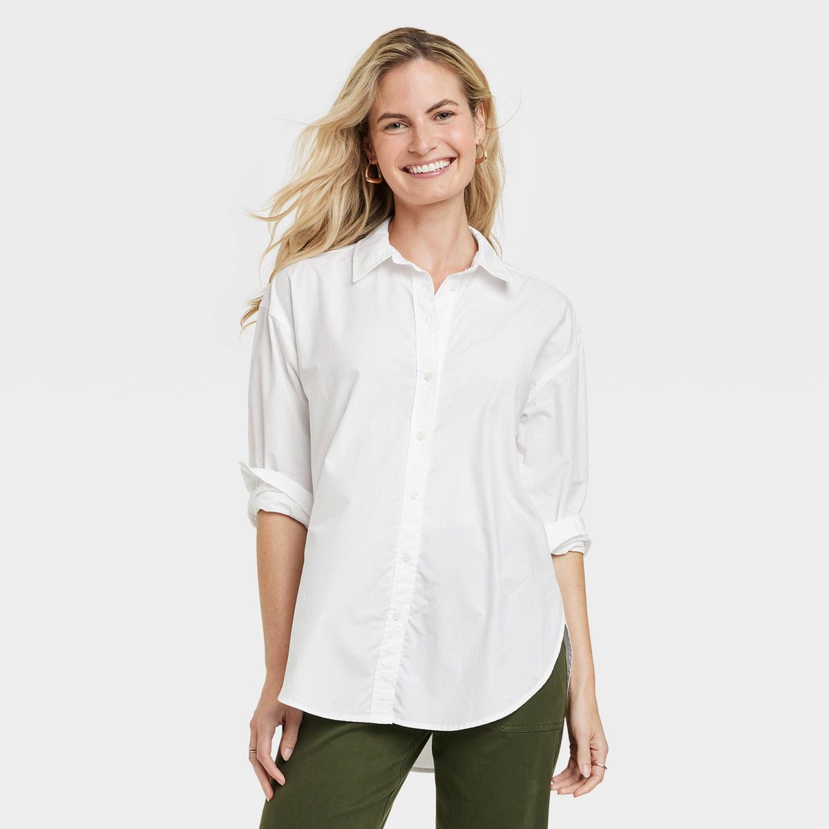 Women's Oversized Long Sleeve Collared Button-Down Shirt - Universal Thread™ | Target