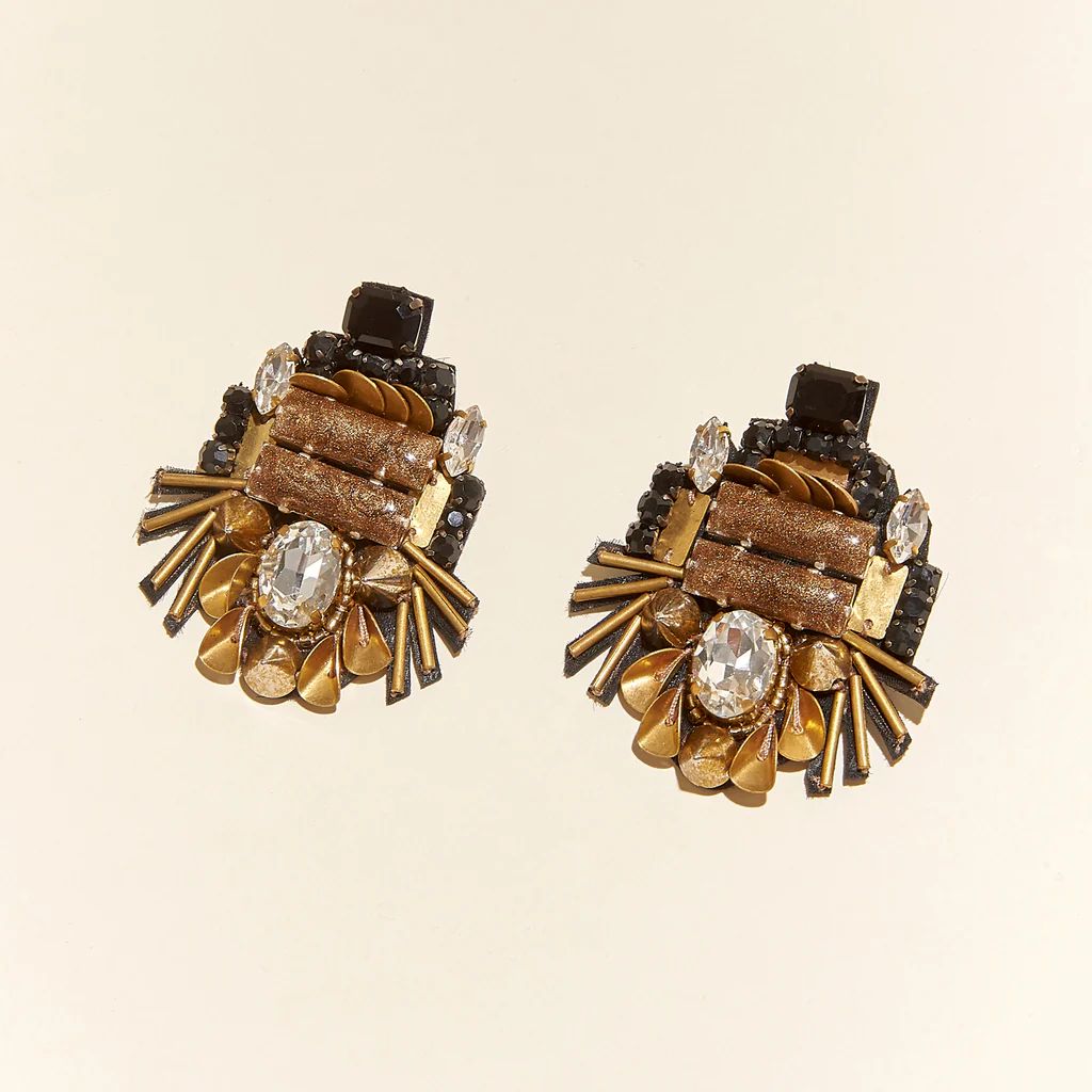 Heather Mini Earrings Black Gold | Mignonne Gavigan
