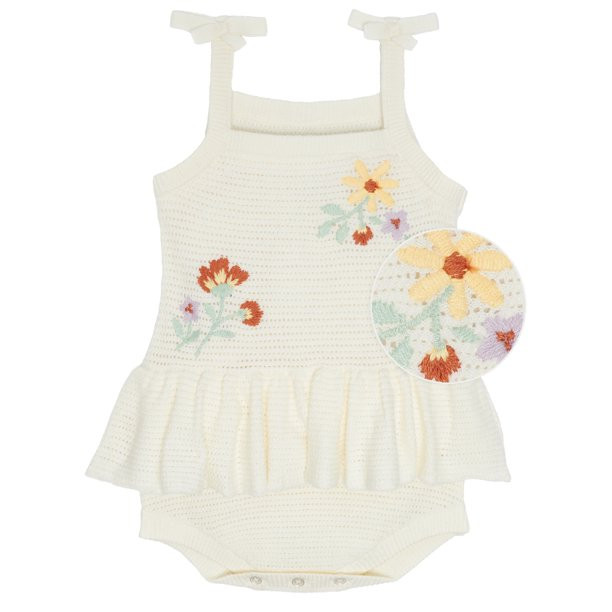 Modern Moments by Gerber Baby Girl Embroidered Pointelle Romper, Sizes 0/3M-24M | Walmart (US)