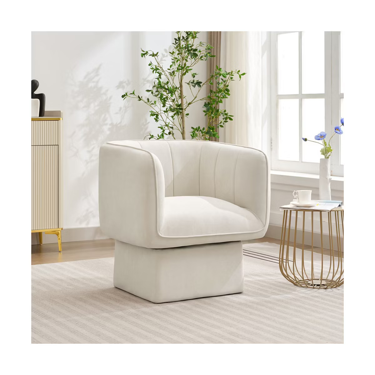 WhizMax Swivel Barrel Accent Chair, Mid Century 360° Comfy Round Accent Sofa for Bedroom, Modern... | Target