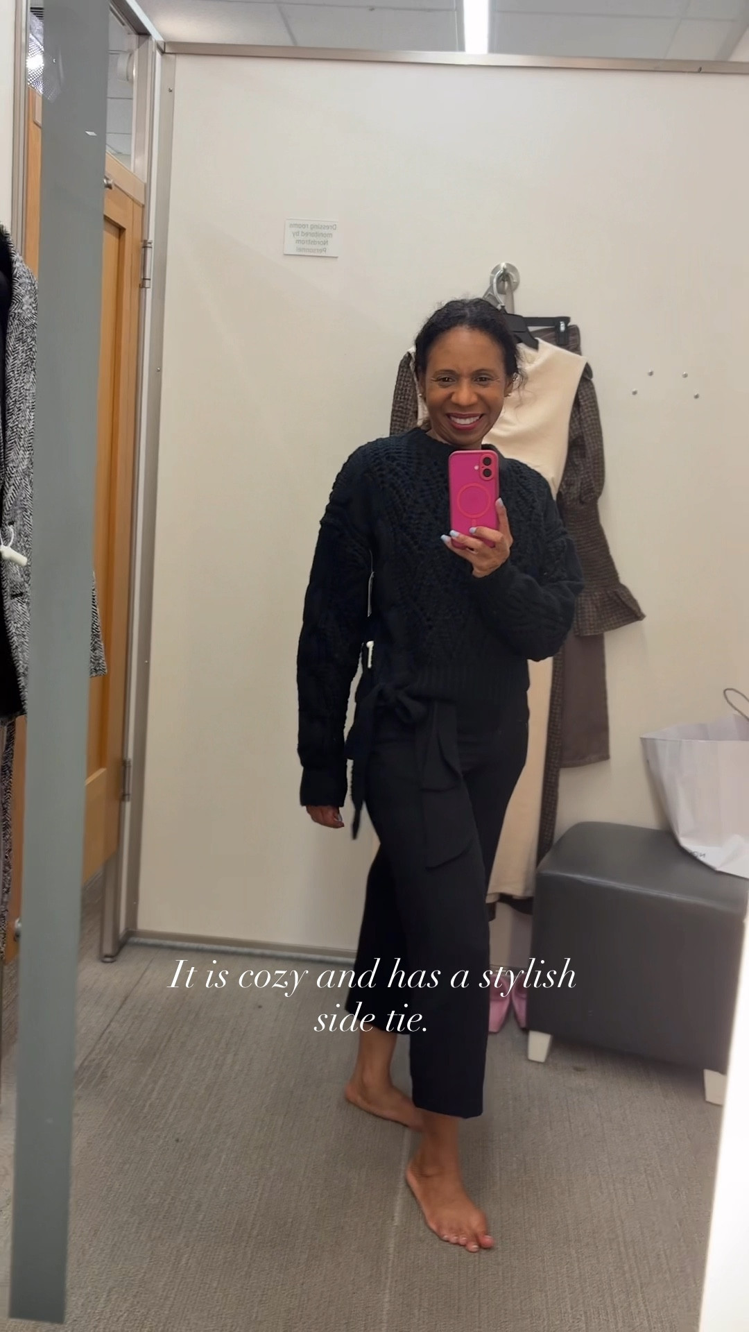 Tried on the Petal & Pup Birdie Open Stitch Side Tie Sweater in black — cozy, warm, and the side-tie adds the perfect touch of style! It’s slightly cropped, so I love pairing it with high-waist pants for a modest, put-together look. #modestfashion #modeststyle #modestfallfashion #modestfallstyle 

#LTKSeasonal #LTKFindsUnder100 #LTKStyleTip