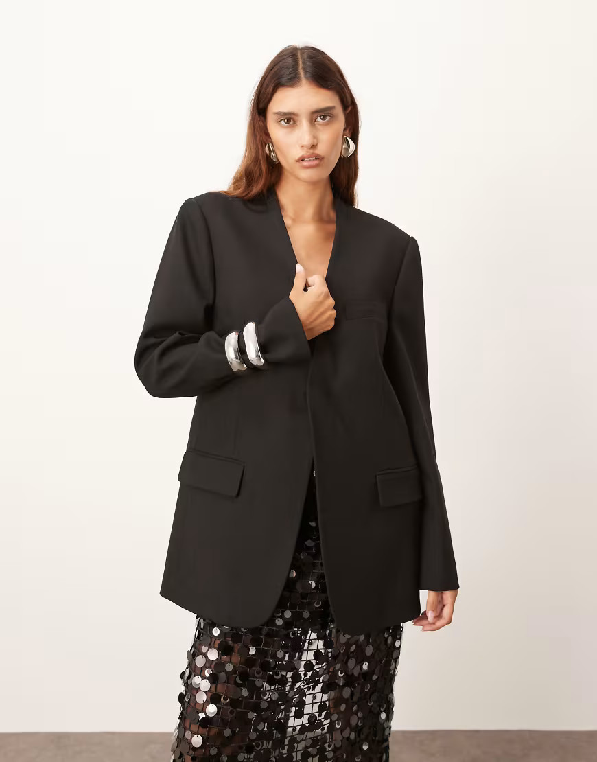 ARRANGE ultimate collarless blazer in black | ASOS (Global)