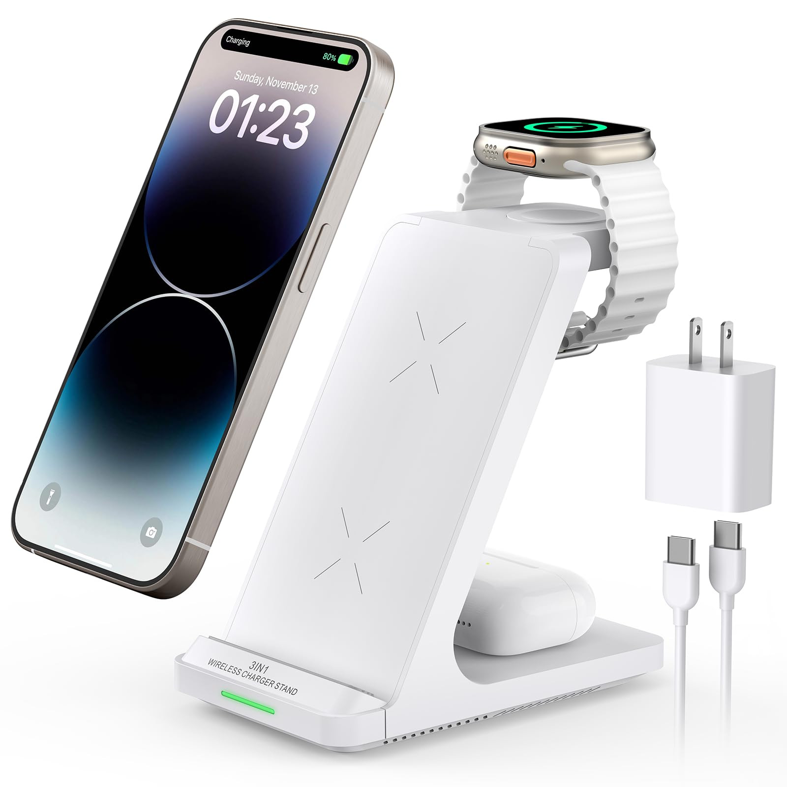 Wireless Charging Station, 3 in 1 Fast Wireless Charger Stand for Multiple Devices Apple Watch Ul... | Amazon (US)