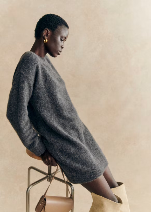 Freja Dress - Charcoal Grey - Baby Alpaca - Sézane | Sezane Paris - US