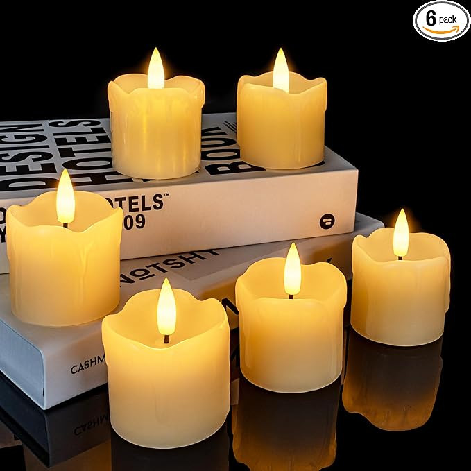 5plots 400+ Hours Auto Timer Flameless Votive Candles, 2" x 2" Real Wax, Realistic Battery Operat... | Amazon (US)